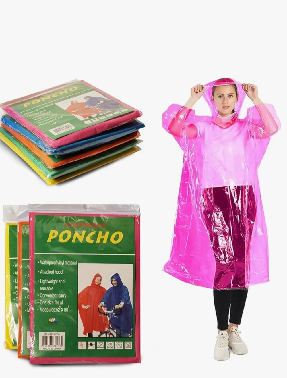 Lightweight Poncho compact for travel Available in Yellow White & Blue